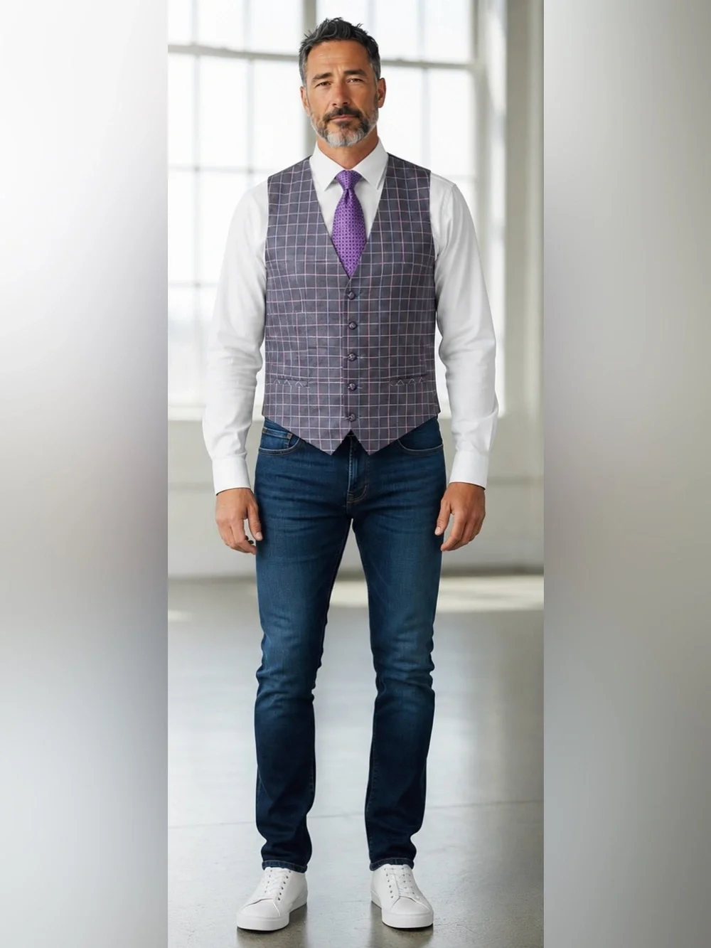 L’Escalier d’Argent Paris Men’s Vest Waistcoat Plaid Made in France